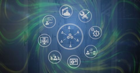 Abstract Network of Digital Technology Icons in Server Environment - Download Free Stock Images Pikwizard.com