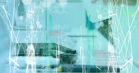 Scientist Analyzing Data in Futuristic Laboratory