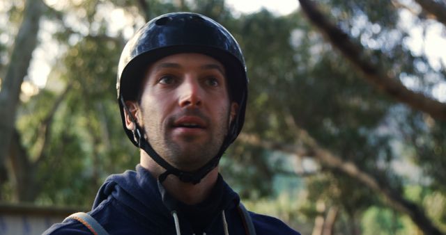 Man Wearing Helmet in Outdoor Setting - Download Free Stock Images Pikwizard.com