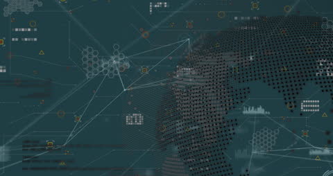 Abstract digital connections and data on green background