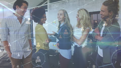 Diverse Team Networking and Collaborating in Modern Office