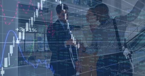 Global Business Team Analyzing Financial Data with Graph Overlay - Download Free Stock Images Pikwizard.com