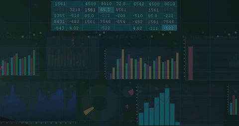 Dark Themed Data Analytics Dashboard Interface