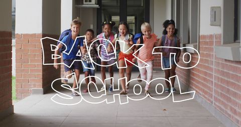 Excited Kids Returning to School with Backpacks