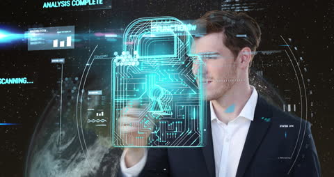 Digital Security Interface with Businessman Interaction