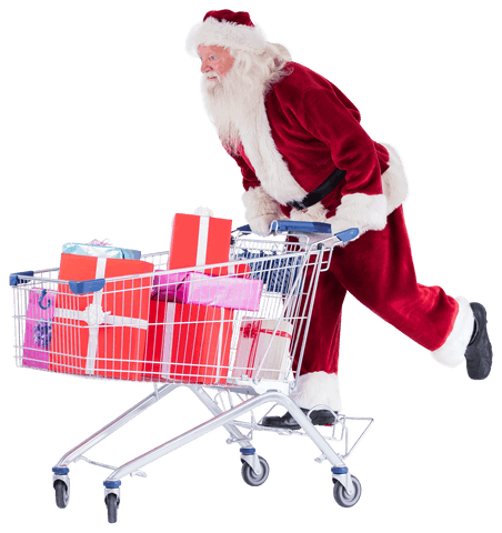transparent santa claus pushing shopping cart full of gifts - Download Free Stock Videos Pikwizard.com