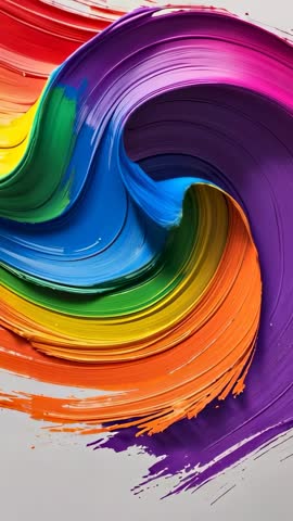 Vertical Video Showing Vibrant Paint Smear Folding into S-Shaped Colorful Swirl