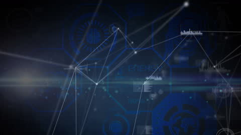 Futuristic Digital Network Connections in Dark Abstract Design