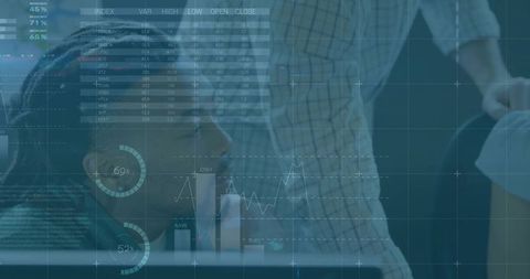 Businessman Engaging with Digital Data Analysis Interface