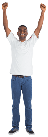 African American Football Fan Cheering with Transparent Background