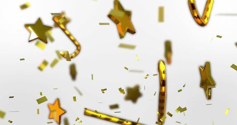 Festive Confetti and Christmas Decorations on White Background