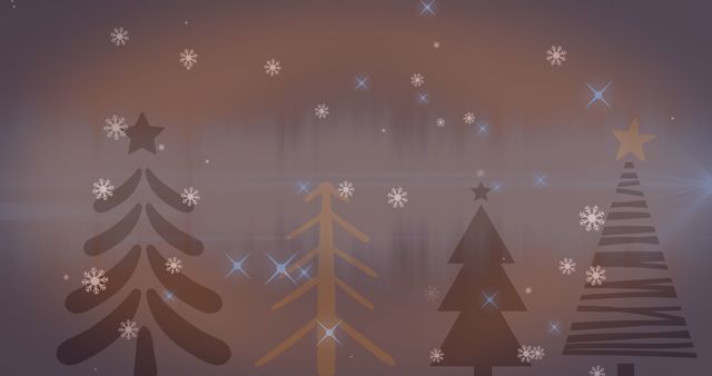 Stylized Christmas Trees with Snowflakes and Stars on Soft Background - Download Free Stock Images Pikwizard.com