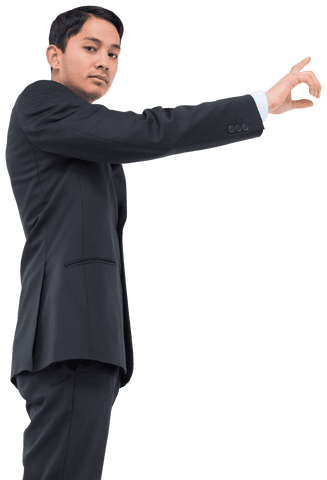 transparent asian businessman showing index finger in formal suit - Download Free Stock Videos Pikwizard.com