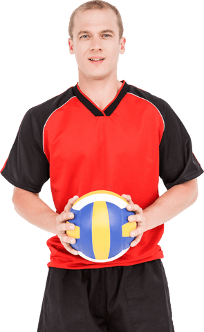 Athletic Sportsman Smiling Holding Volleyball Transparent Isolated