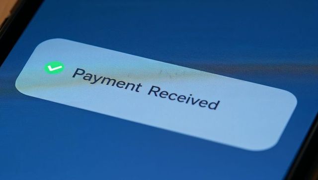 Payment confirmation alert on smartphone screen