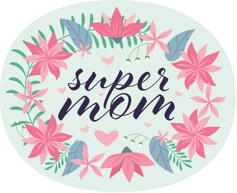 floral super mom badge on transparent background - Download Free Stock Videos Pikwizard.com