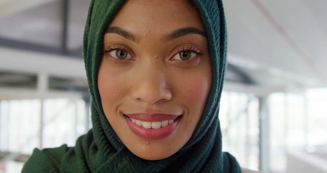 Confident Woman in Modern Hijab Smiling - Download Free Stock Images Pikwizard.com