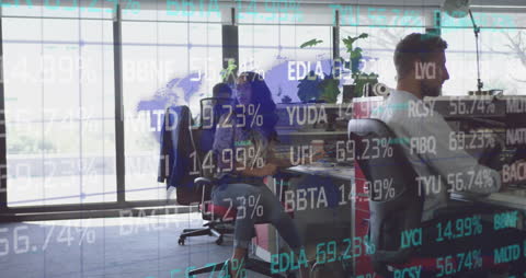 Financial Data Overlay on Modern Office Environment