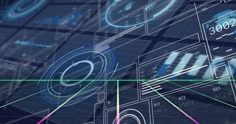 Futuristic Holographic Interface with HUD Visualization