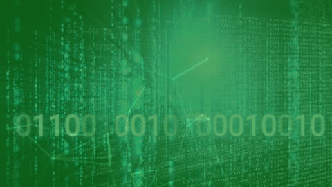 Abstract Digital Binary Code on Green Background
