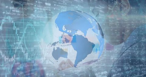Global education and finance integration concept with holographic globe