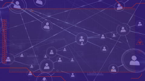 Digital Network of People Icons Connected Over Grid Interface