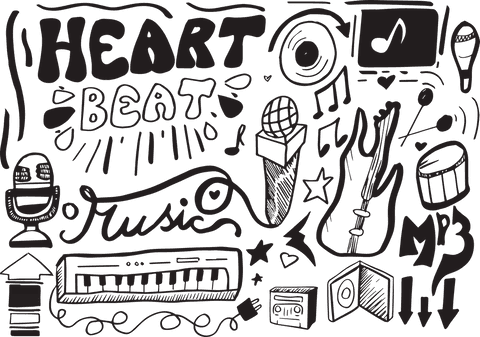heart beat music icons doodle on transparent - Download Free Stock Videos Pikwizard.com