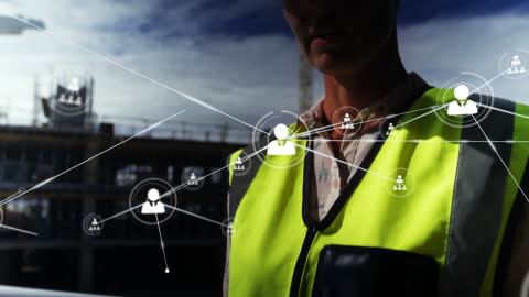 Construction Professional Connecting Through Digital Network Overlay