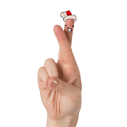 Fingers crossed christmas santa claus illustration on transparent background