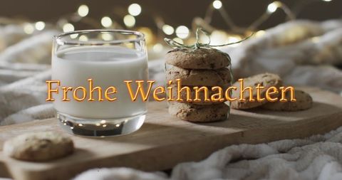 Festive German Christmas Greeting with Cookies and Milk