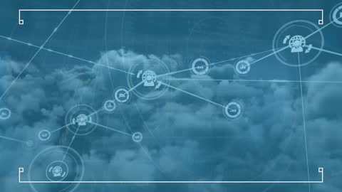 Abstract Cloud Computing Network with Digital Interface Icons