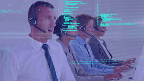 Customer Support Team Working with Virtual Data Interface
