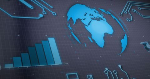 Futuristic Digital Global Technology with Bar Graph - Download Free Stock Images Pikwizard.com