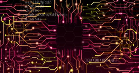 Futuristic Digital Circuit Board Pattern with Neon Colors - Download Free Stock Images Pikwizard.com