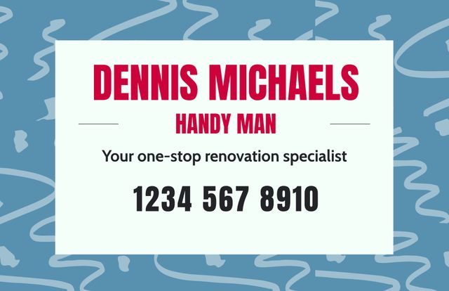 Handyman Business Card with Bold Text on Blue Background - Download Free Stock Videos Pikwizard.com