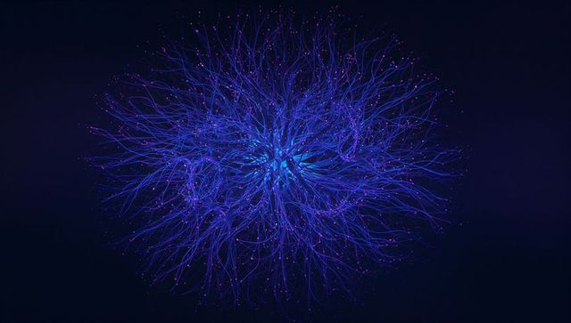 Luminescent filament network with glowing core and nodes