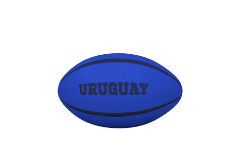 Transparent rugby ball with uruguay text on clear background