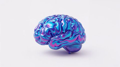3D Abstract Brain Model with Vibrant Swirling Patterns