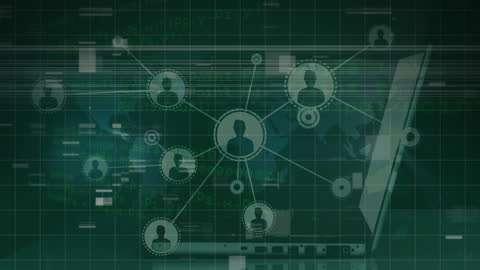 Digital Networking with People Icons and Laptop Overflow