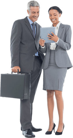 Transparent Office Team with Tablet Device Engagement