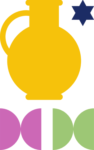 Vibrant geometric abstract with transparent pitcher and star