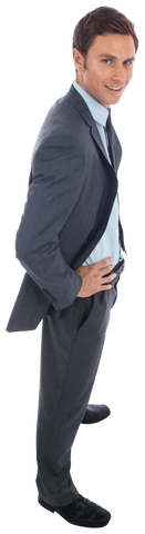 Friendly Businessman Standing with Hands on Hips Transparent Background