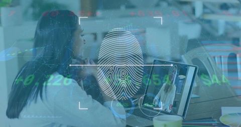 Virtual Fingerprint Authentication with Woman on Video Call