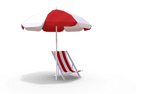 Transparent Beach Lounger and Sunshade with Red and White Stripes - Download Free Stock Videos Pikwizard.com