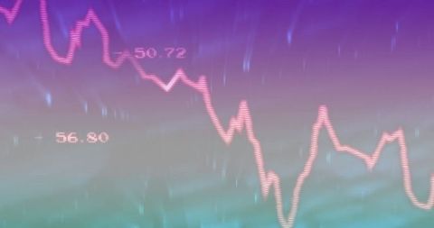 Digital Stock Market Graph with Dynamic Pink Line Trend