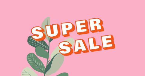 Super Sale Floral Banner on Pink Background