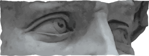 3d render of marble fragment showcasing antique eyes on transparent background