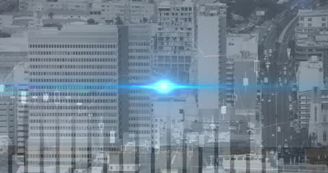 Digital Financial Data over Urban Landscape