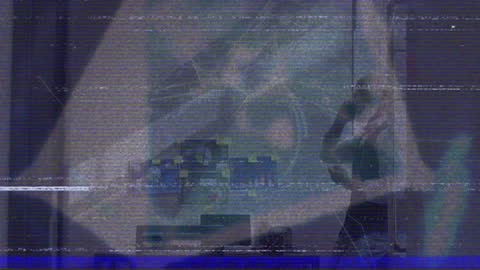 Abstract Digital Display with Data and Globe