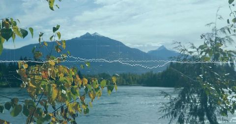 River in Majestic Mountain with Autumn Foliage and Copy Space